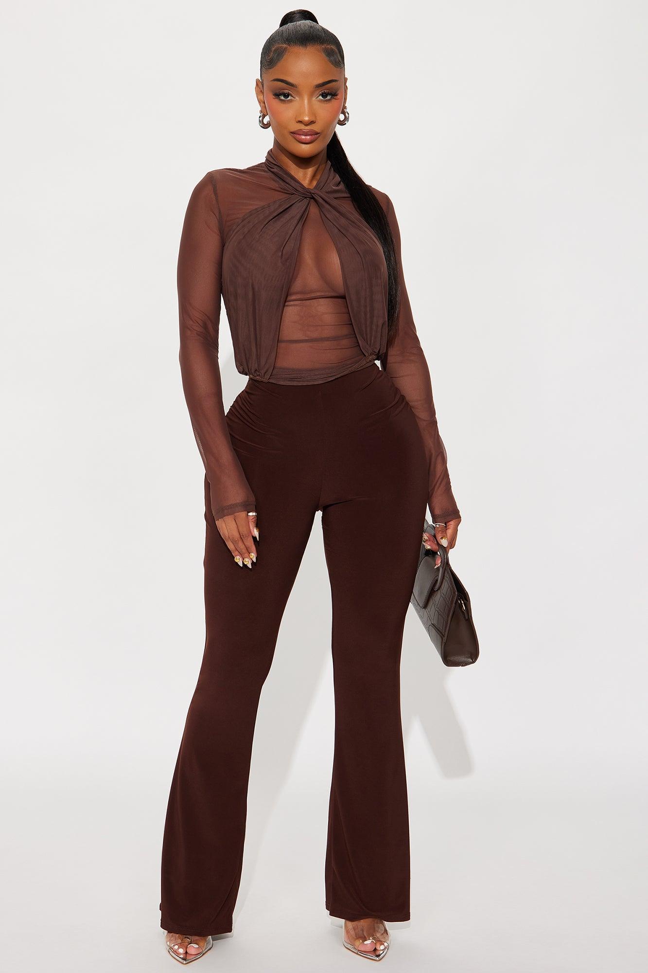 Avery Long Sleeve Mesh Top - Chocolate Female Product Image