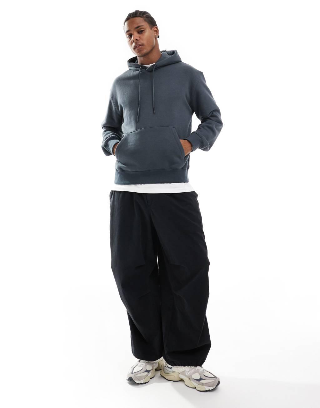 Bershka basic hoodie in charcoal  Product Image