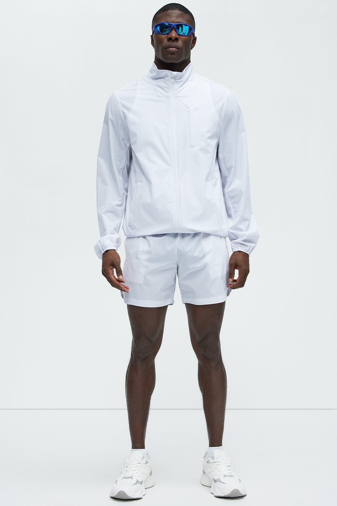 Lightweight Stretch Running Windbreaker Jacket - White Product Image