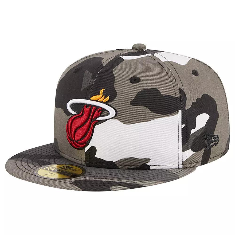 Men's New Era Miami Heat Snow Camo 59FIFTY Fitted Hat, Size: 7 1/8, Green Product Image