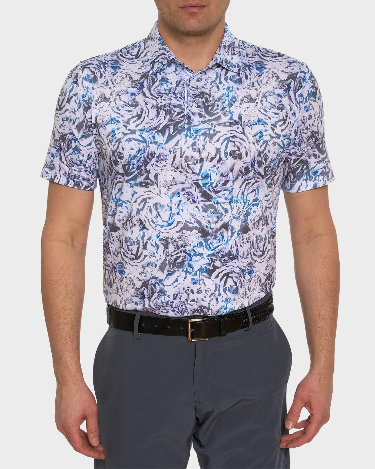 Mens Abstract Rose Print Polo Product Image