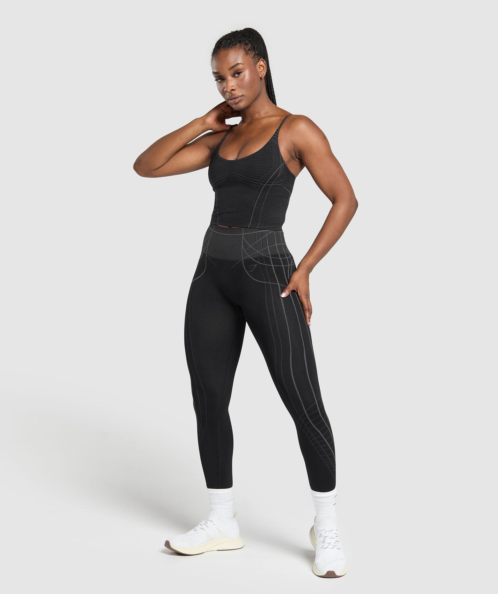 Gymshark Apex Seamless Midi Tank With Shelf - Black/Graphite Grey Female Product Image