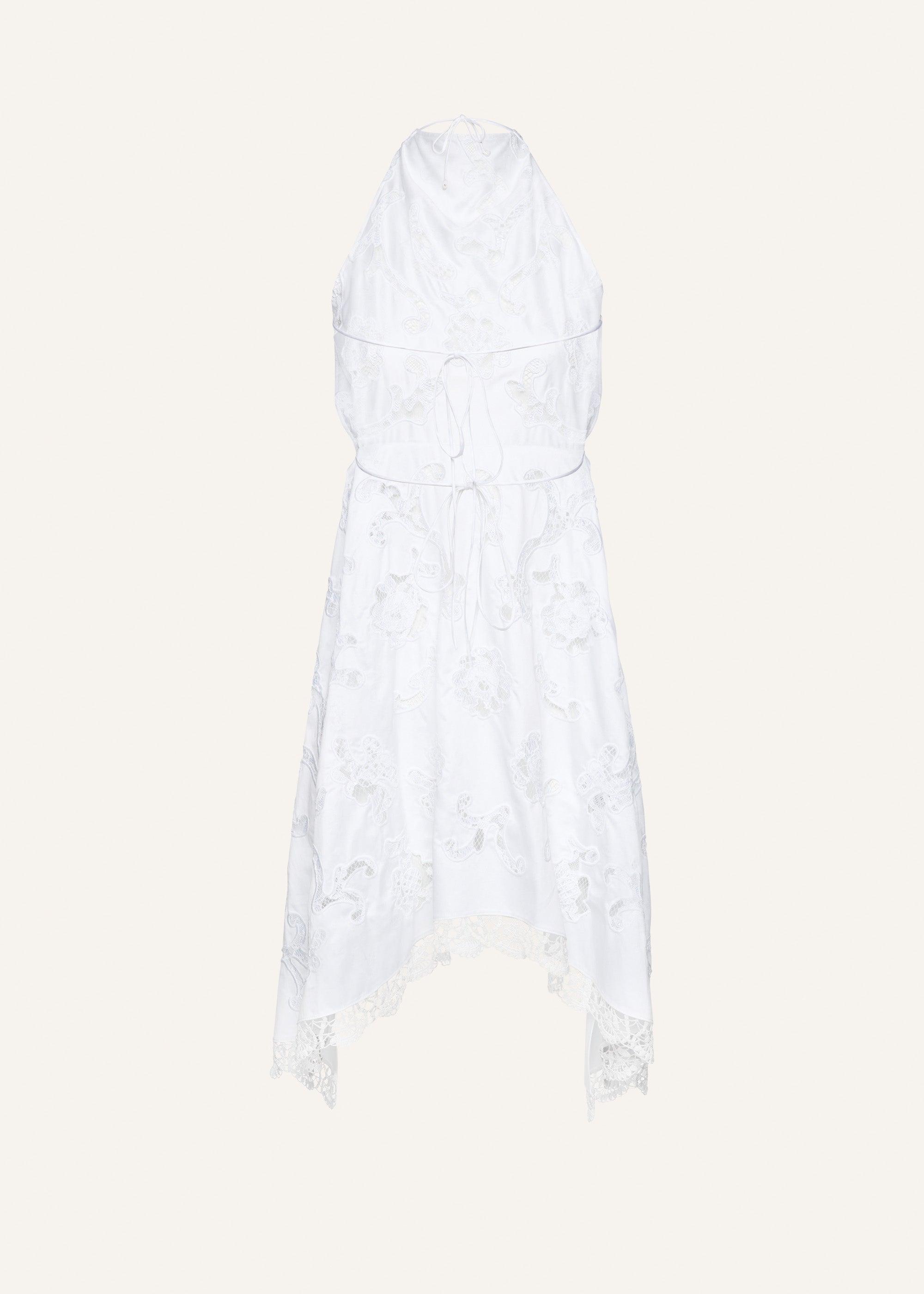 Lace poplin apron in white Product Image