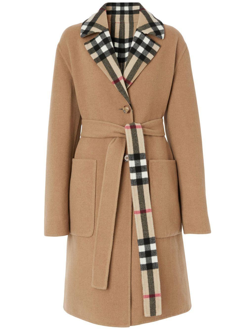 reversible check wool coat Product Image
