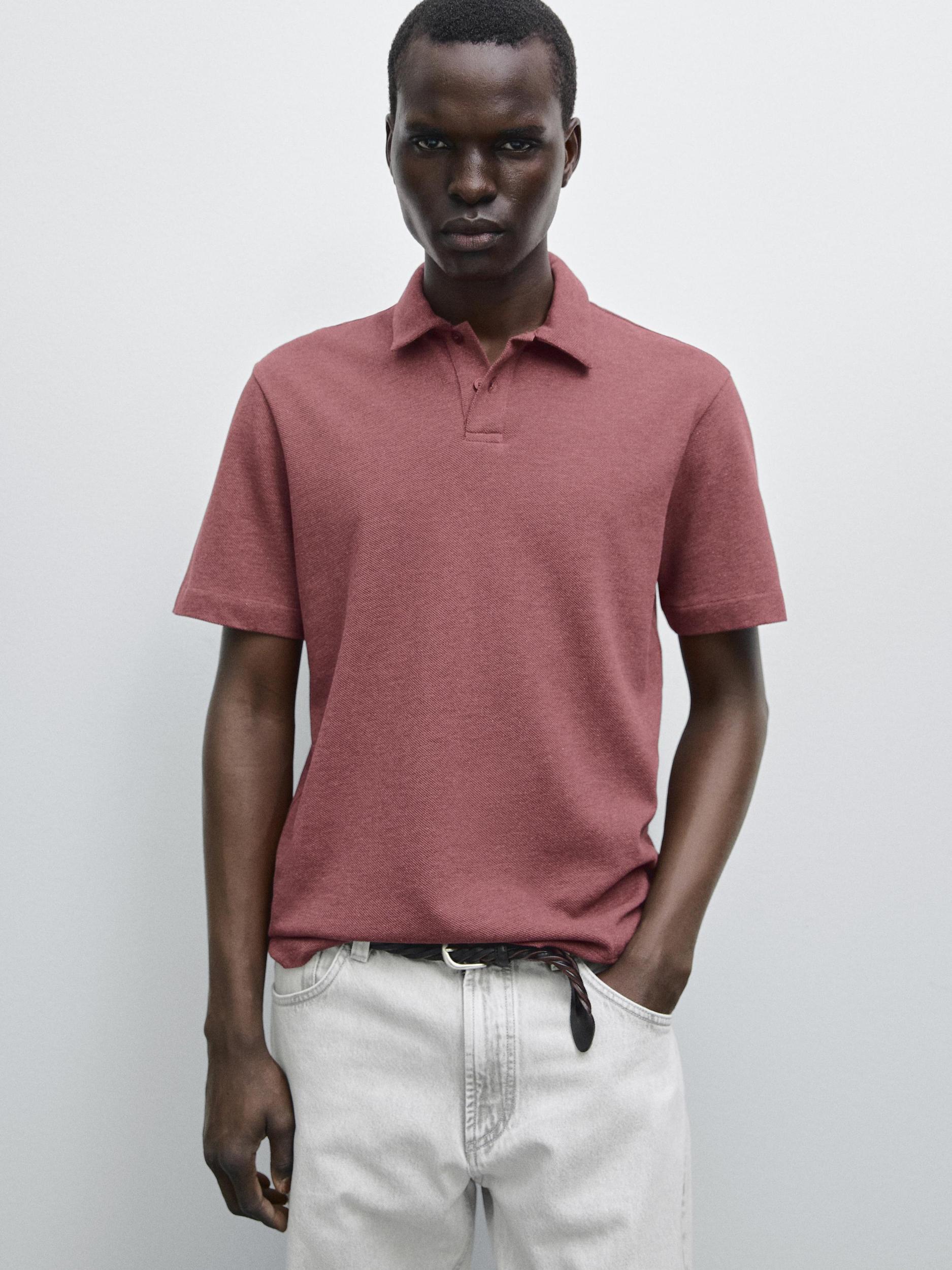 Textured piqué short sleeve polo shirt Product Image