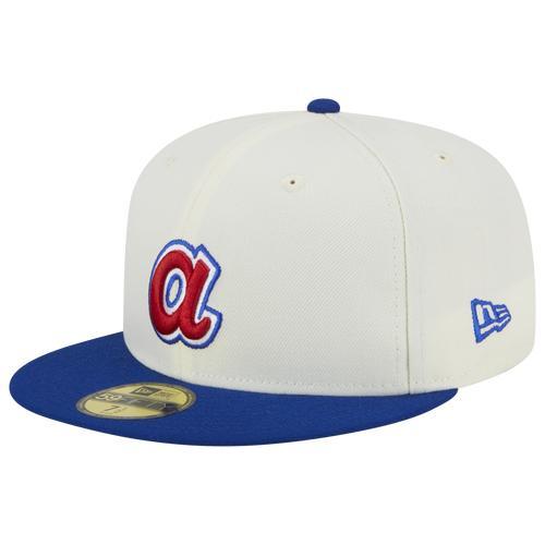 Mens New Era Stone/Royal Atlanta Braves Retro 59FIFTY Fitted Hat Product Image