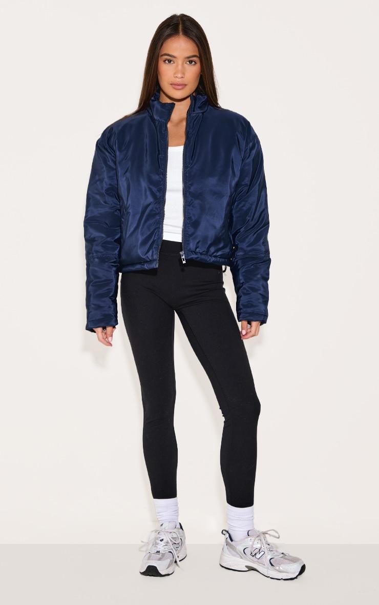 Navy Cropped Puffer Jacket Product Image