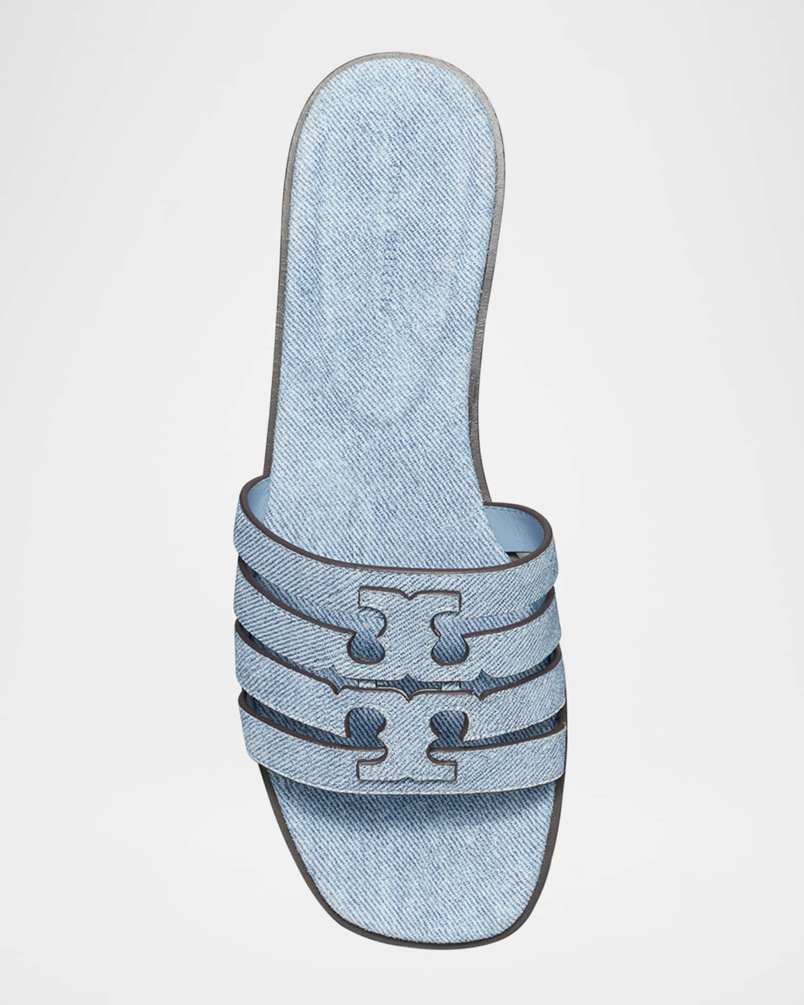 Ines Caged Denim Flat Slide Sandals Product Image