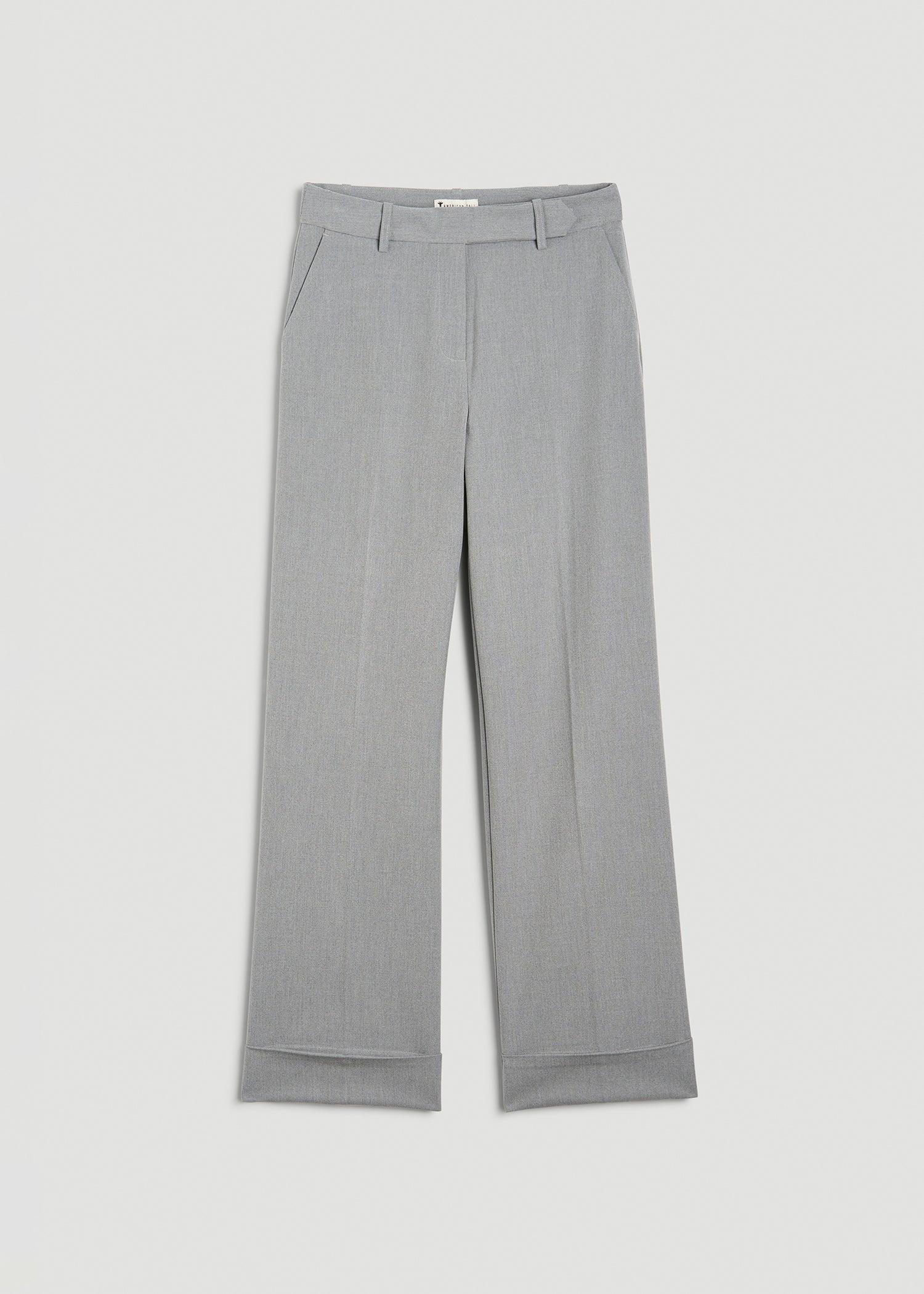 Wide-Leg Cuffed Pants for Tall Women in Medium Grey Mix Product Image