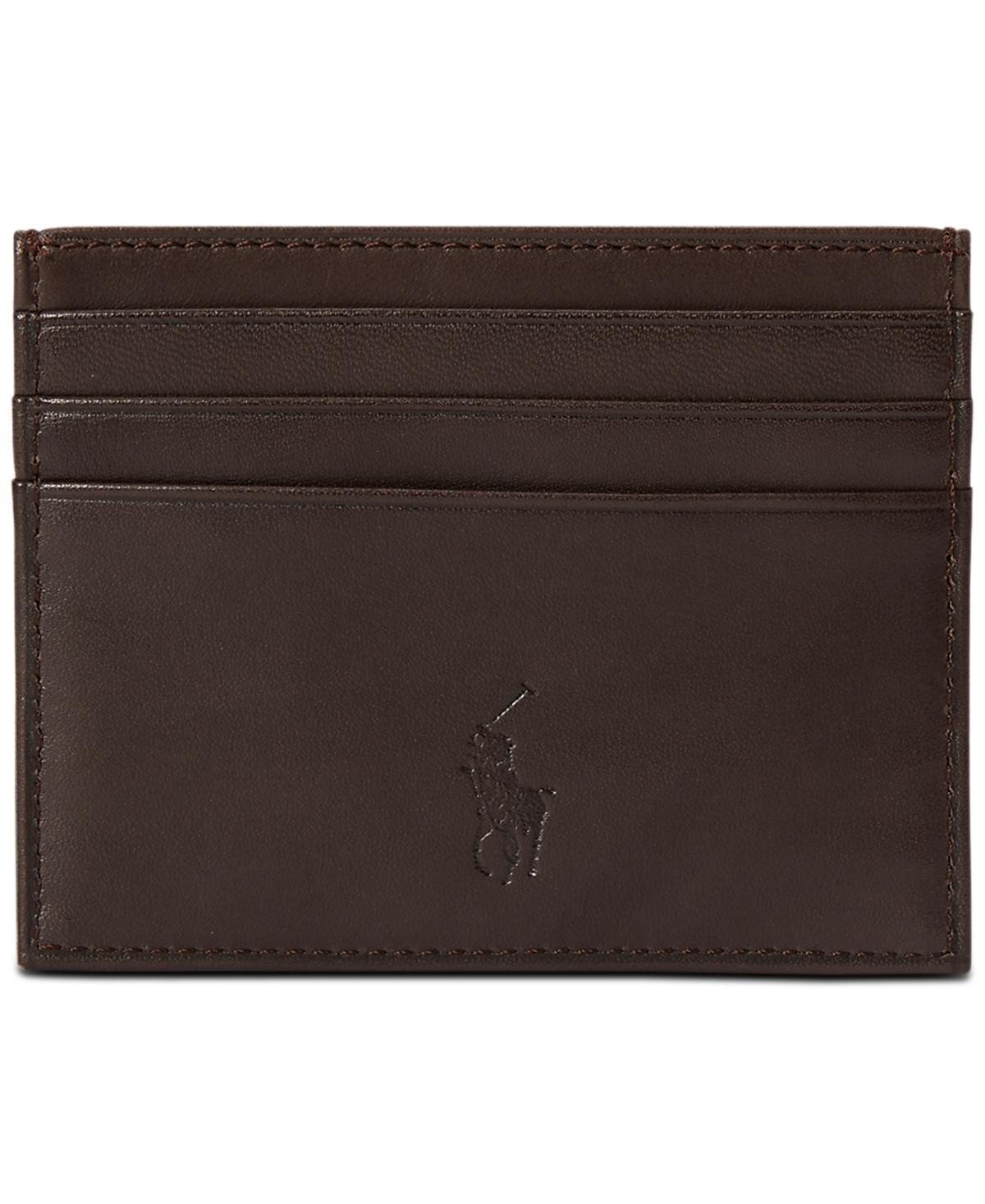 POLO RALPH LAUREN Men's Suffolk Slim Leather Card Case In Black Product Image