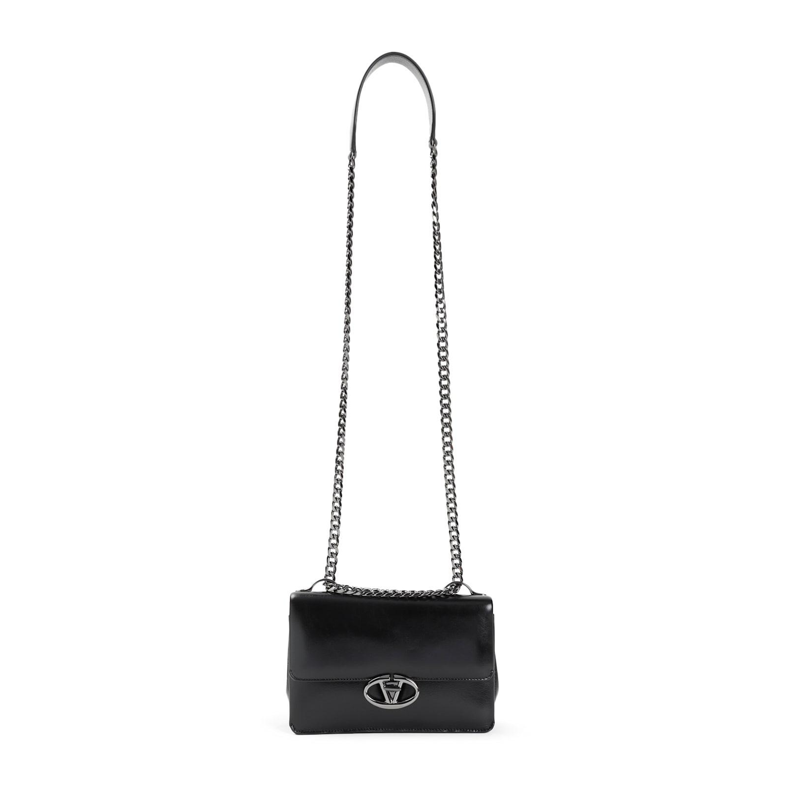 VALENTINO GARAVANI Small Vlogo Flap Leather Shoulder Bag In Black Product Image