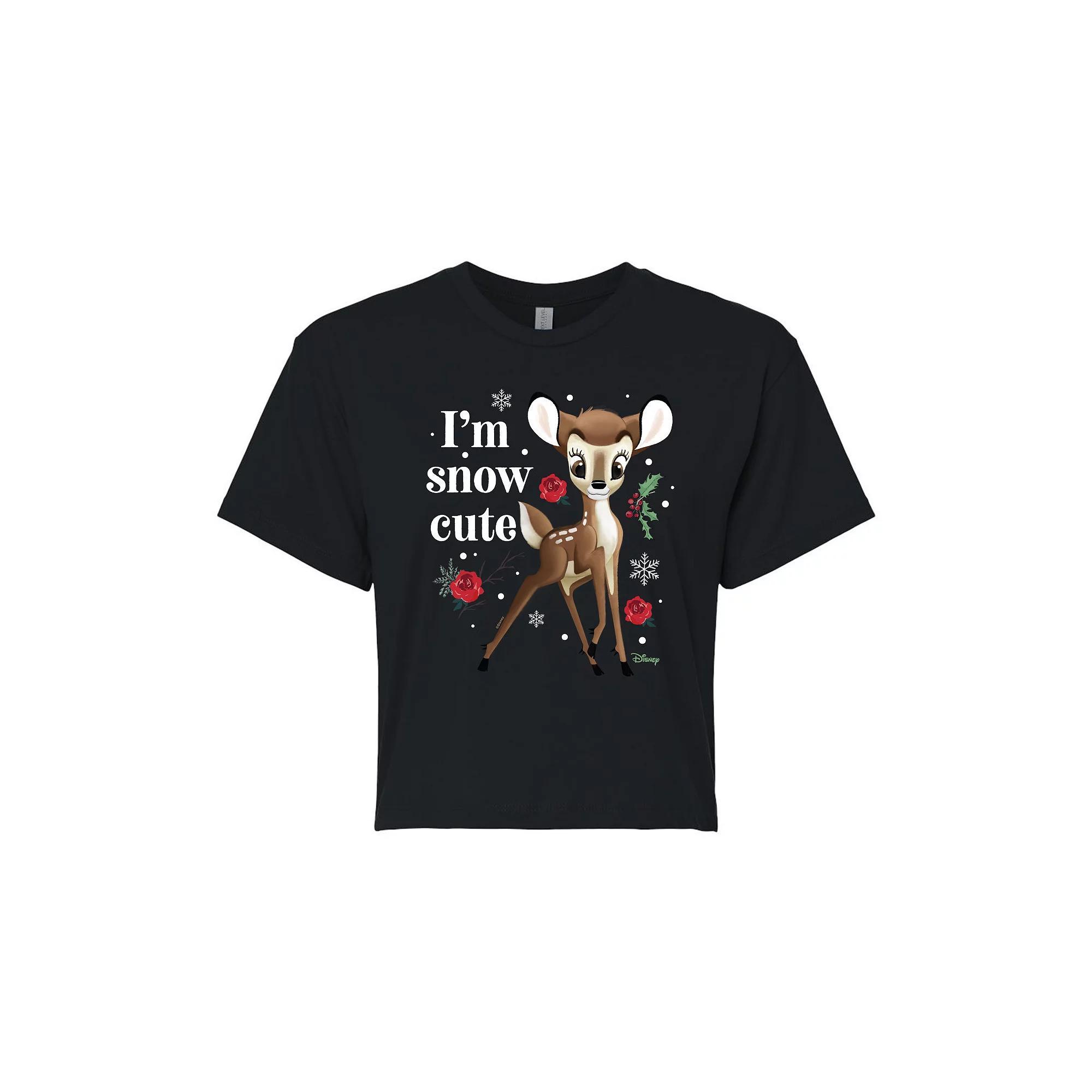 Disney's Bambi Women's I'm Snow Cute Cropped Tee, Girl's, Size: Large, Black Product Image