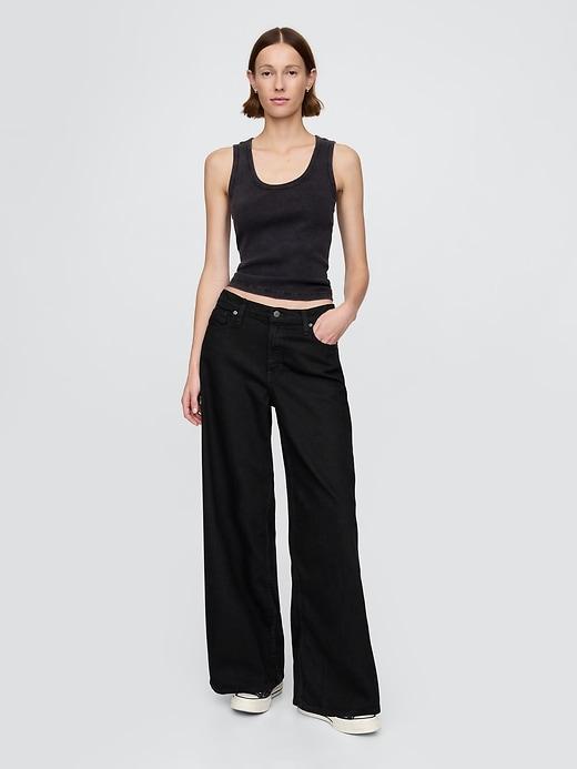 Mid Rise UltraSoft Denim Baggy Trousers Product Image