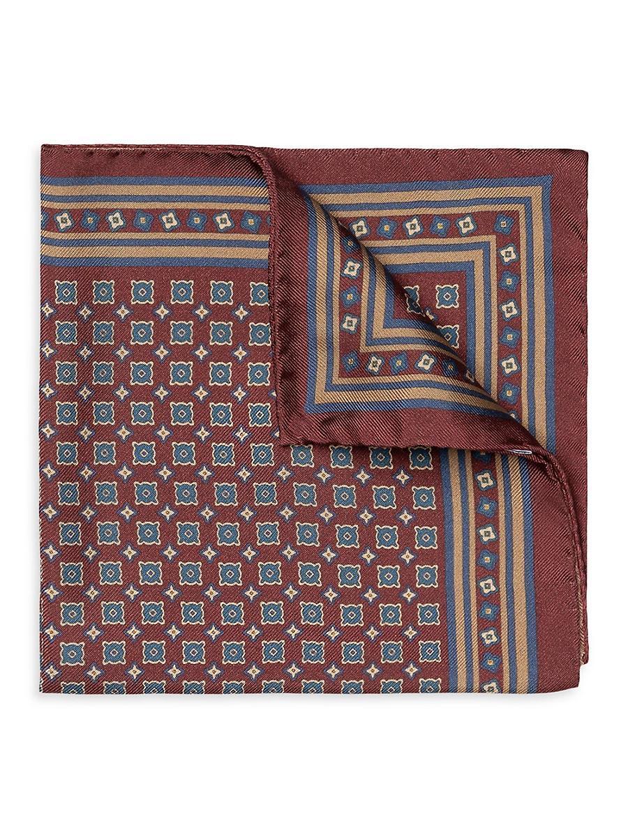 Men's Silk Twill Medallion Pocket Square Product Image