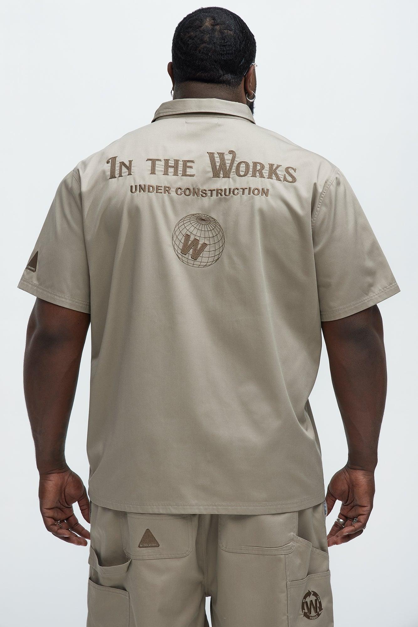 In The Works Short Sleeve Button Up Shirt - Stone Product Image
