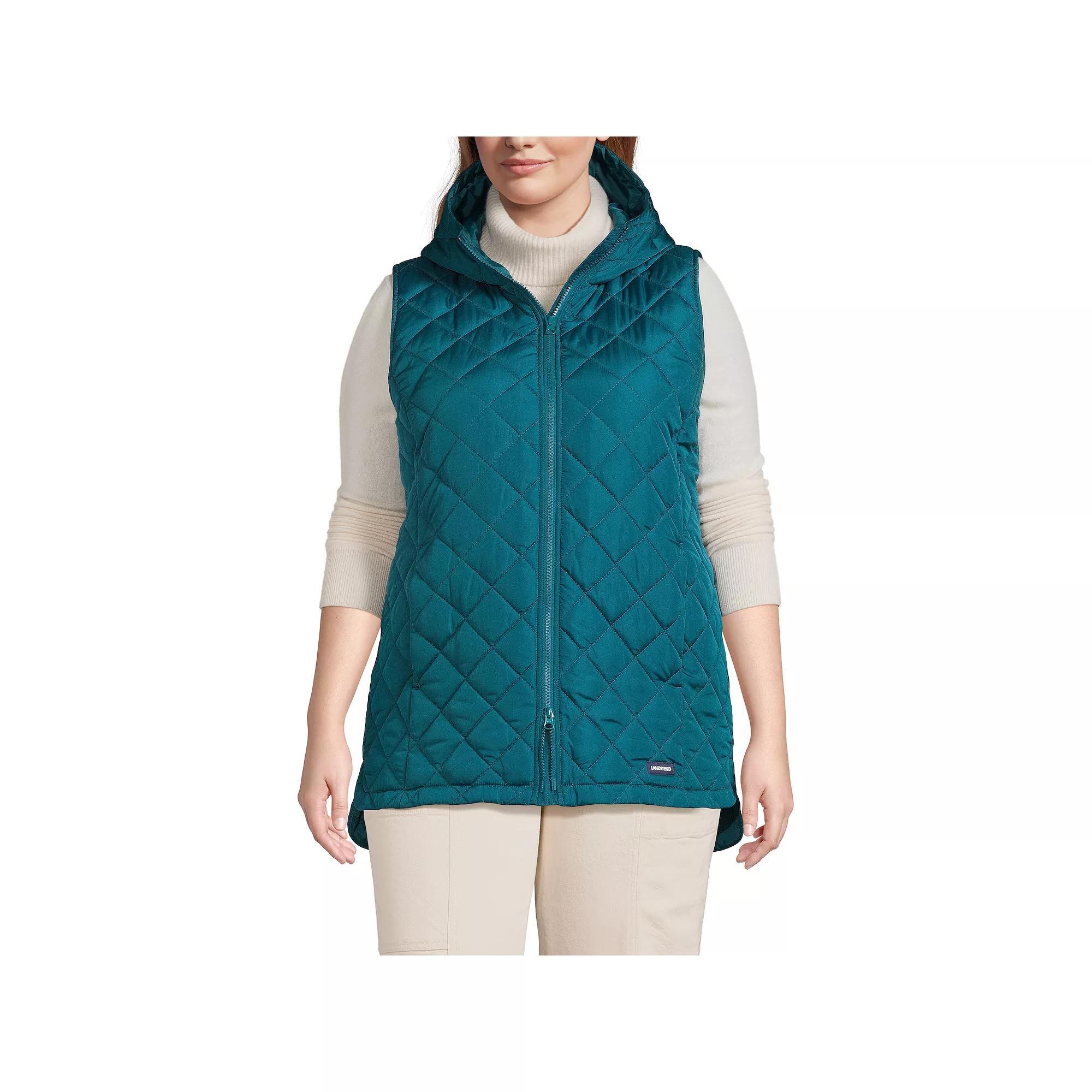 Plus Size Lands' End Hooded Insulated Vest, Women's, Size: 2XL, Evening Blue Product Image