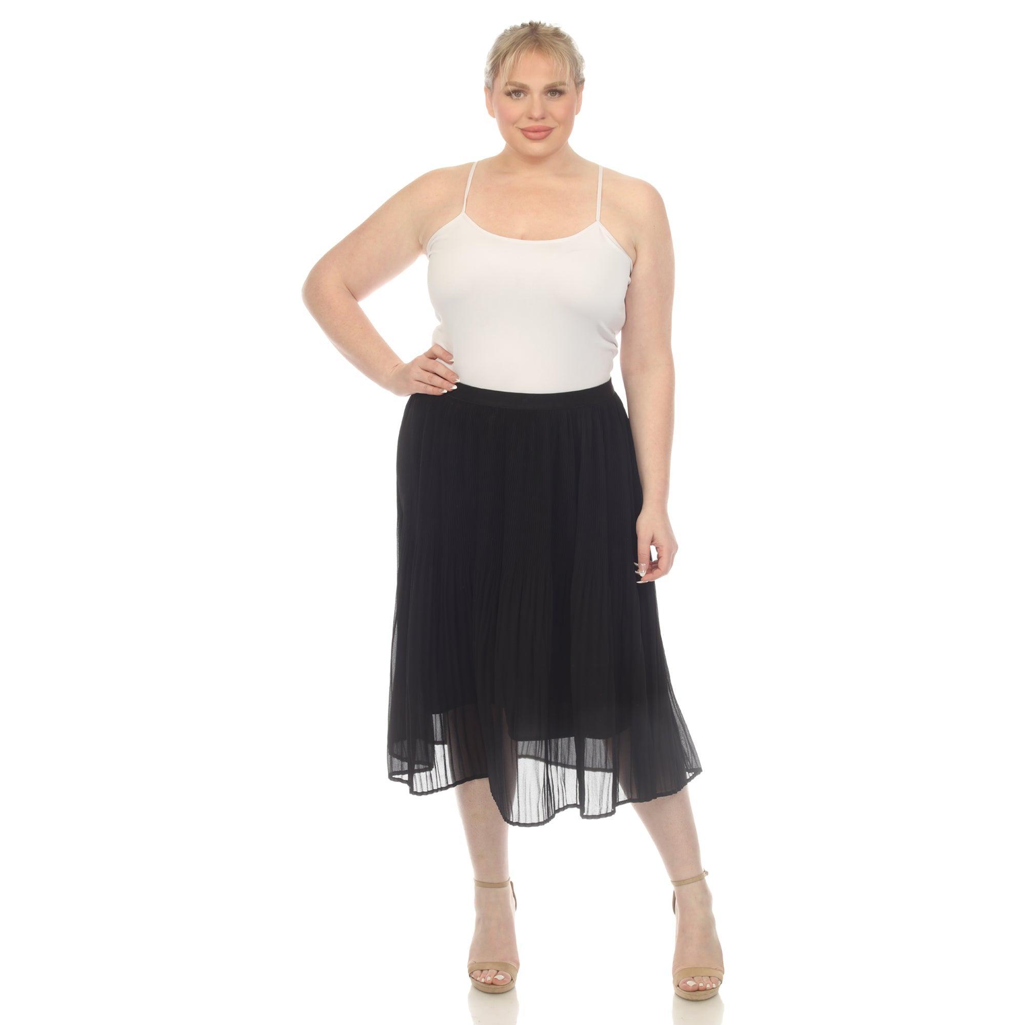 Plus Size Pleated Chiffon Midi Skirt Product Image