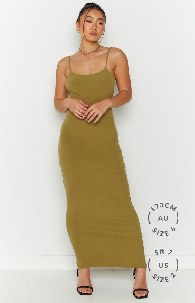 Melrose Khaki Maxi Dress Product Image