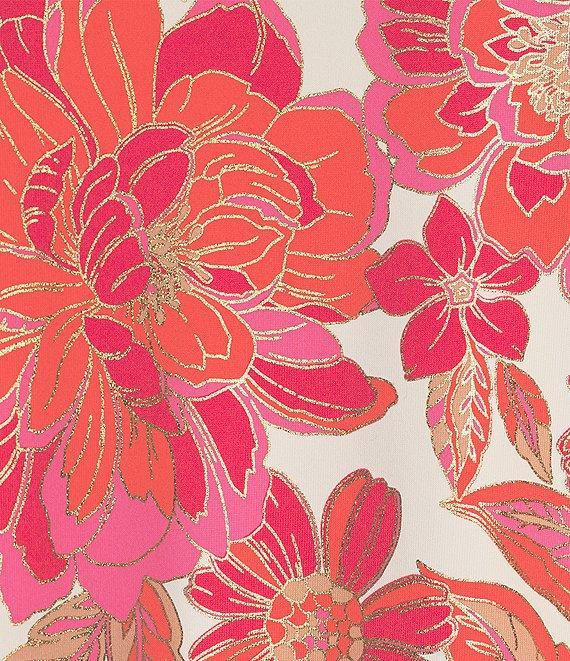 Jude Connally Daniella Coordinating Stretch Knit Peony Dream Print 3/4 Flutter Sleeve V-Neck Top Product Image