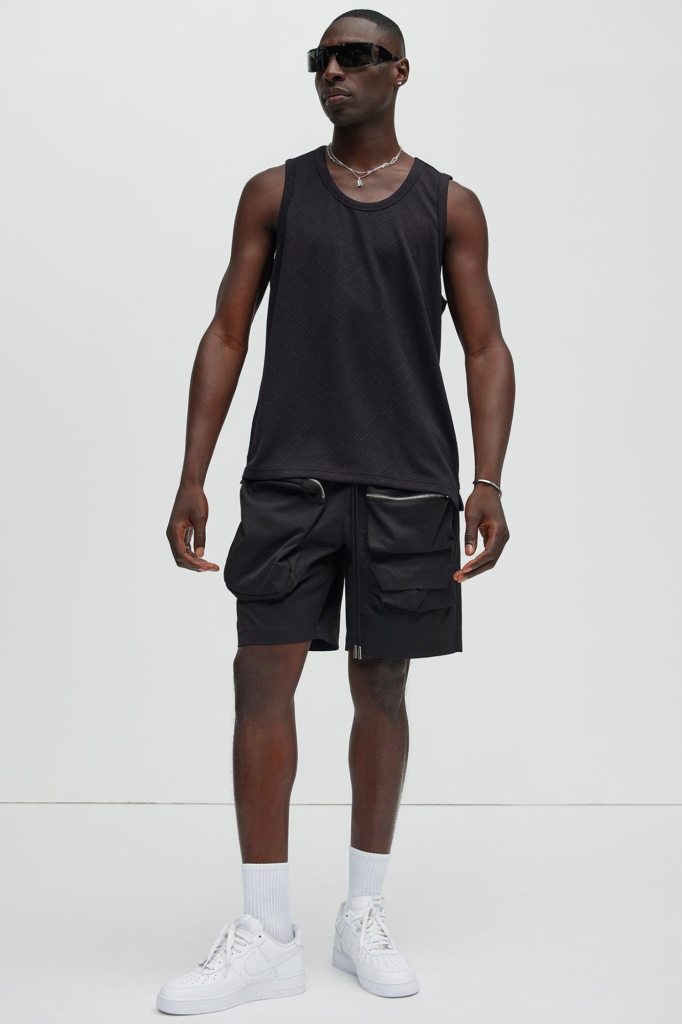 Easton Geo Textured Relaxed Tank Top - Black Product Image