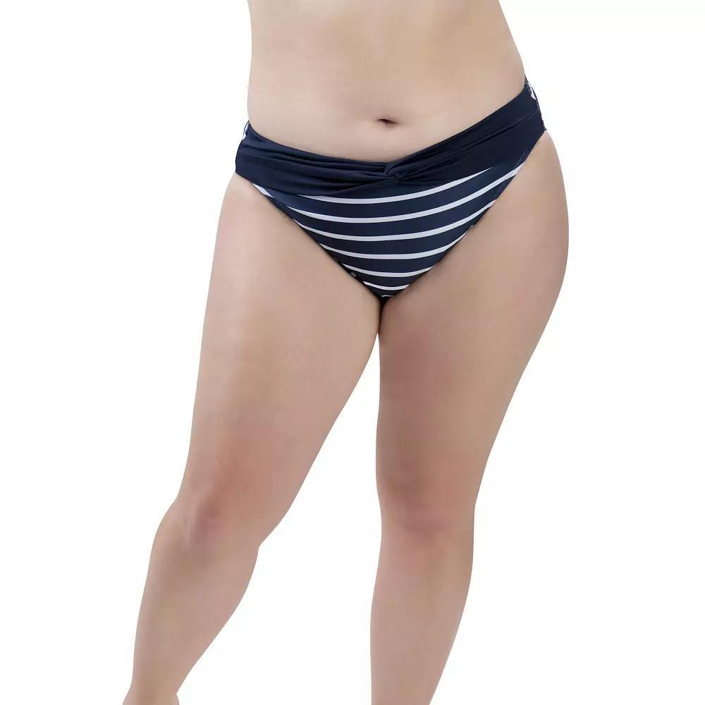 Women's Dolfin Aquashape UPF 50+ Print Twist-Front Swim Briefs, Size: Medium, Nautical Product Image