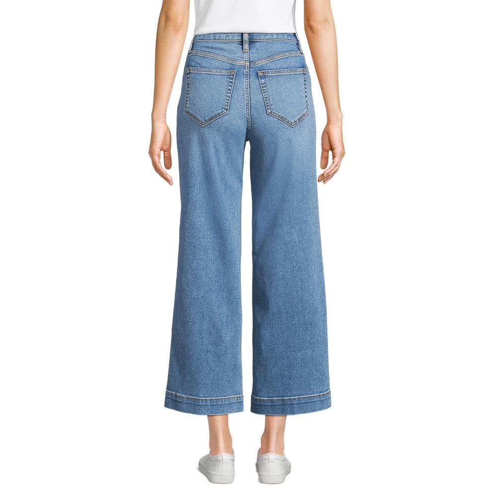 Women's Lands' End Recover Denim High Rise Wide Leg Crop Jeans, Size: 2, Blue Tide Blue Product Image