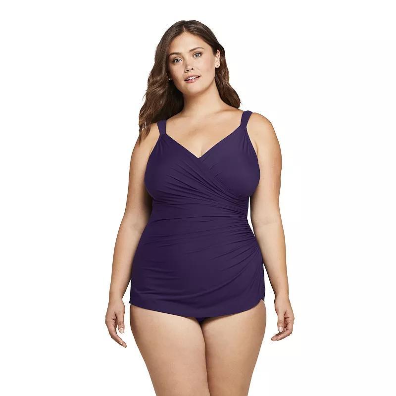 Plus Size Lands End DD-Cup SlenderSuit Tummy Control One-Piece Swimsuit, Womens Product Image