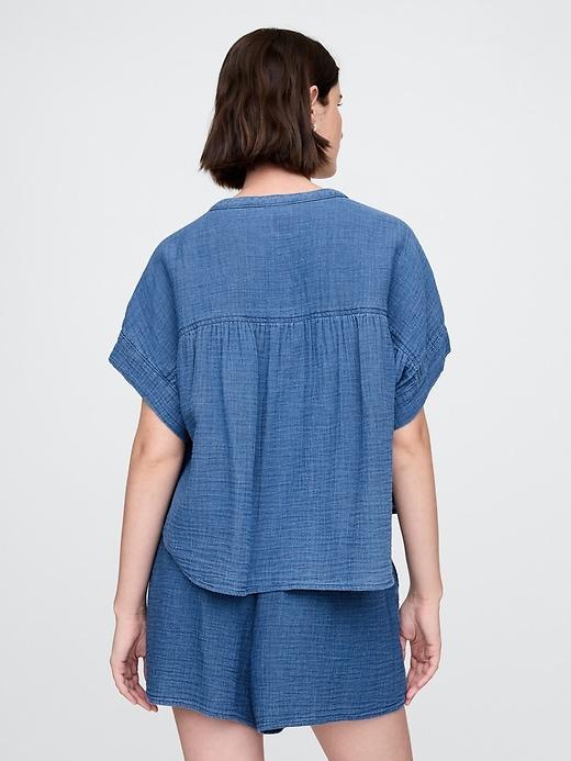 Crinkle Gauze Denim Shirt Product Image