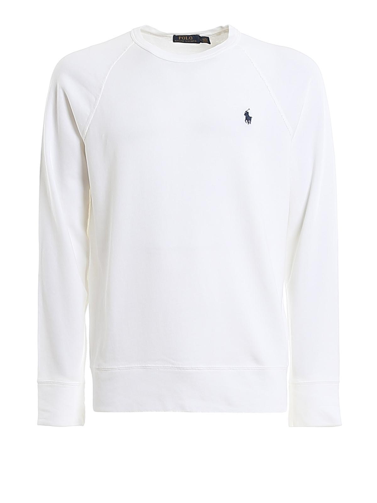 POLO RALPH LAUREN Raglan Sleeve Crew Neck Sweatshirt In White Product Image