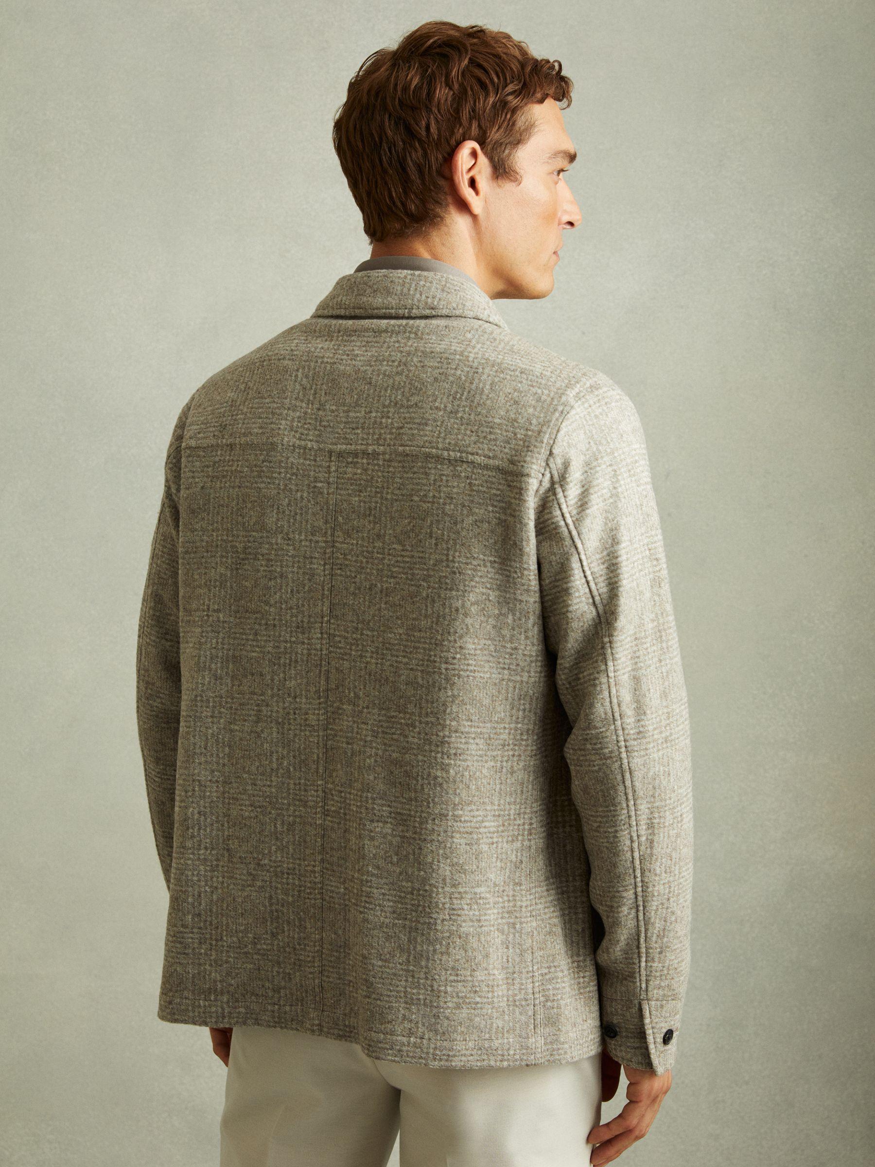 Marble Oatmeal Check Checked Brushed Workwear Jacket Product Image