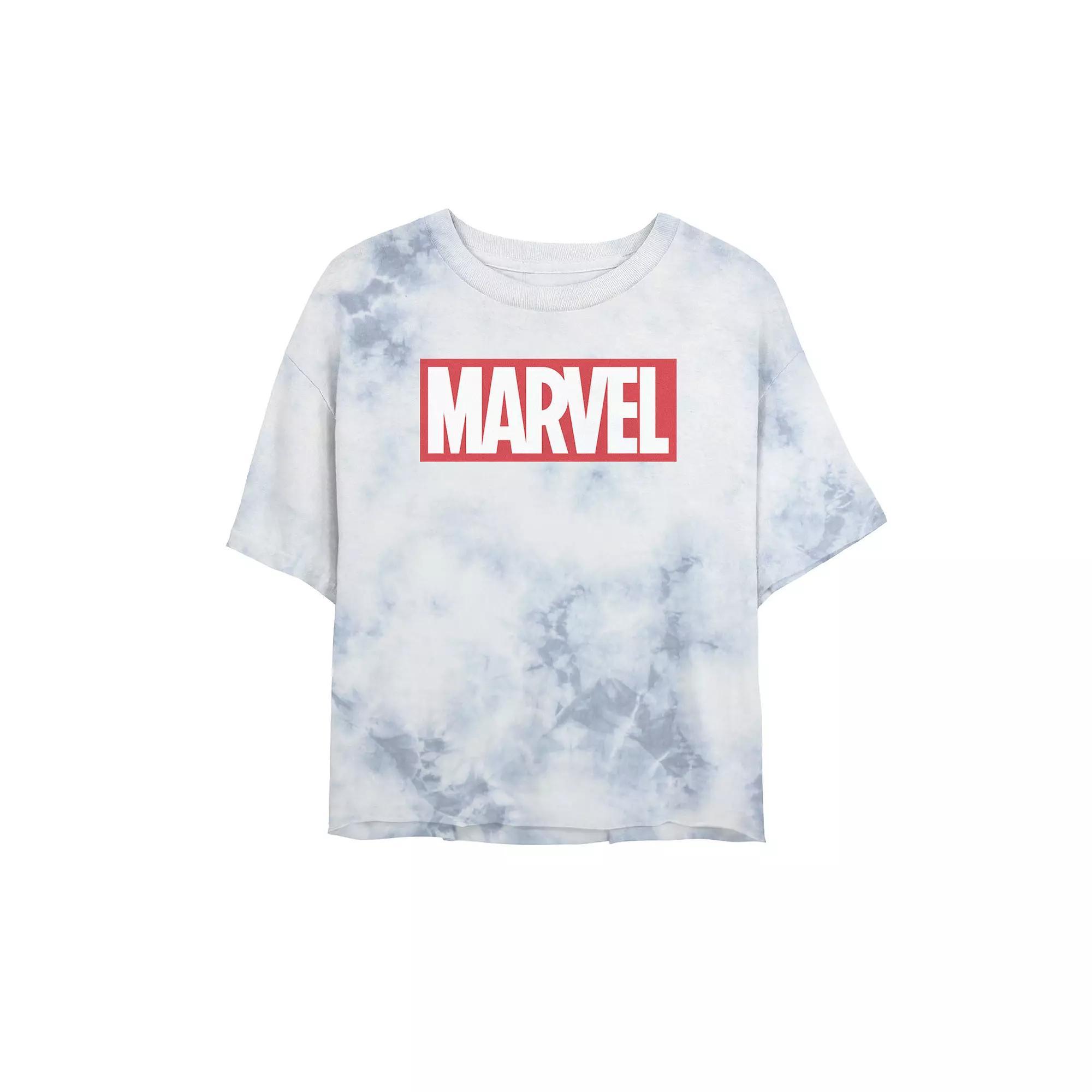 Juniors' Marvel Classic Bold Logo Tee, Girl's, Size: XL, White Blue Product Image