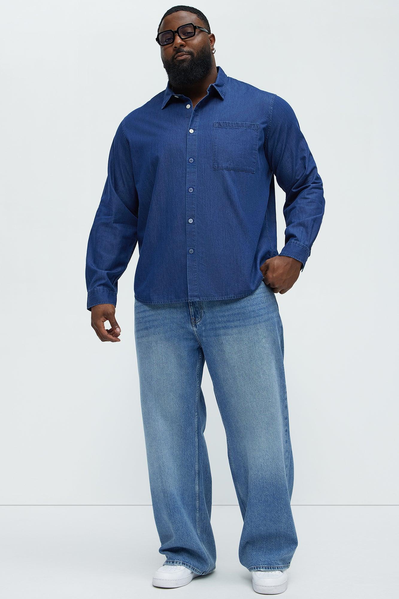 Chambray Long Sleeve Shirt - Dark Wash Product Image