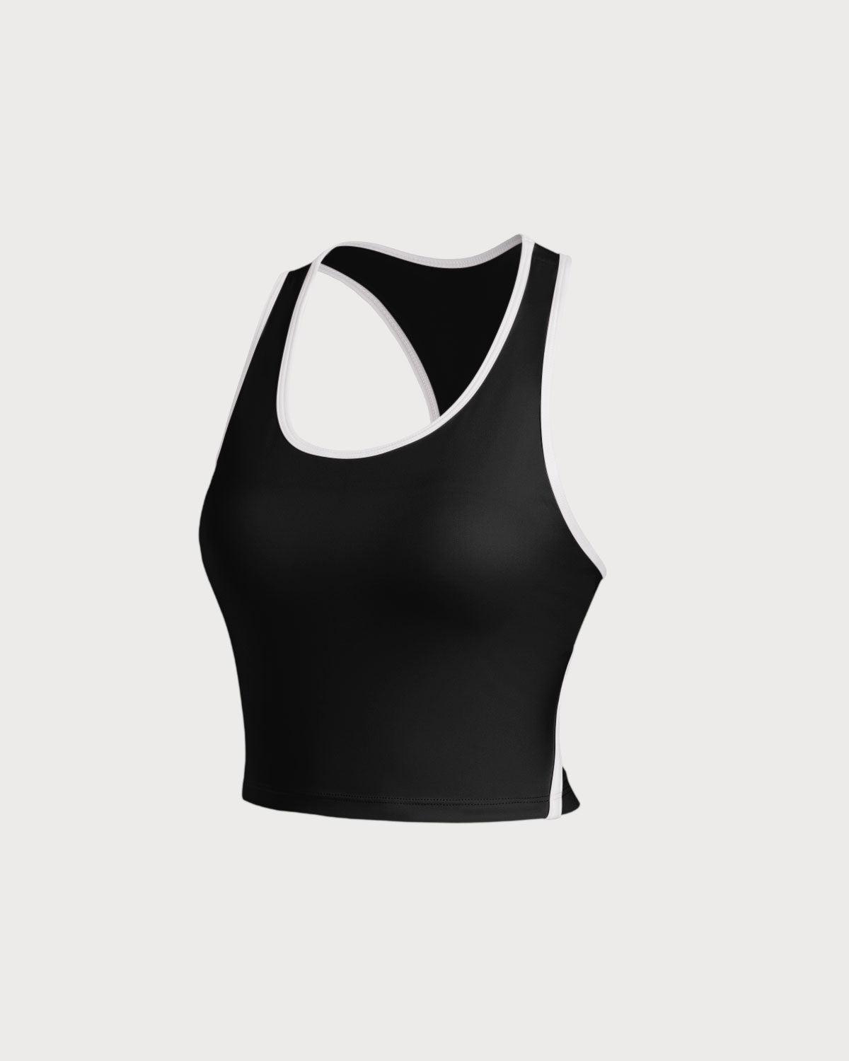 Black Scoop Neck Yoga Tank Top - Light Support Product Image