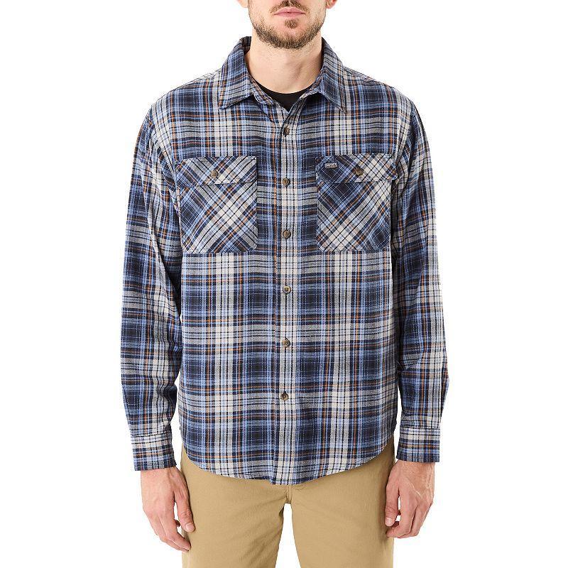 Mens Smiths Workwear Regular-Fit Plaid Two-Pocket Flannel Button-Down Shirt Grey Chambray Blue Product Image