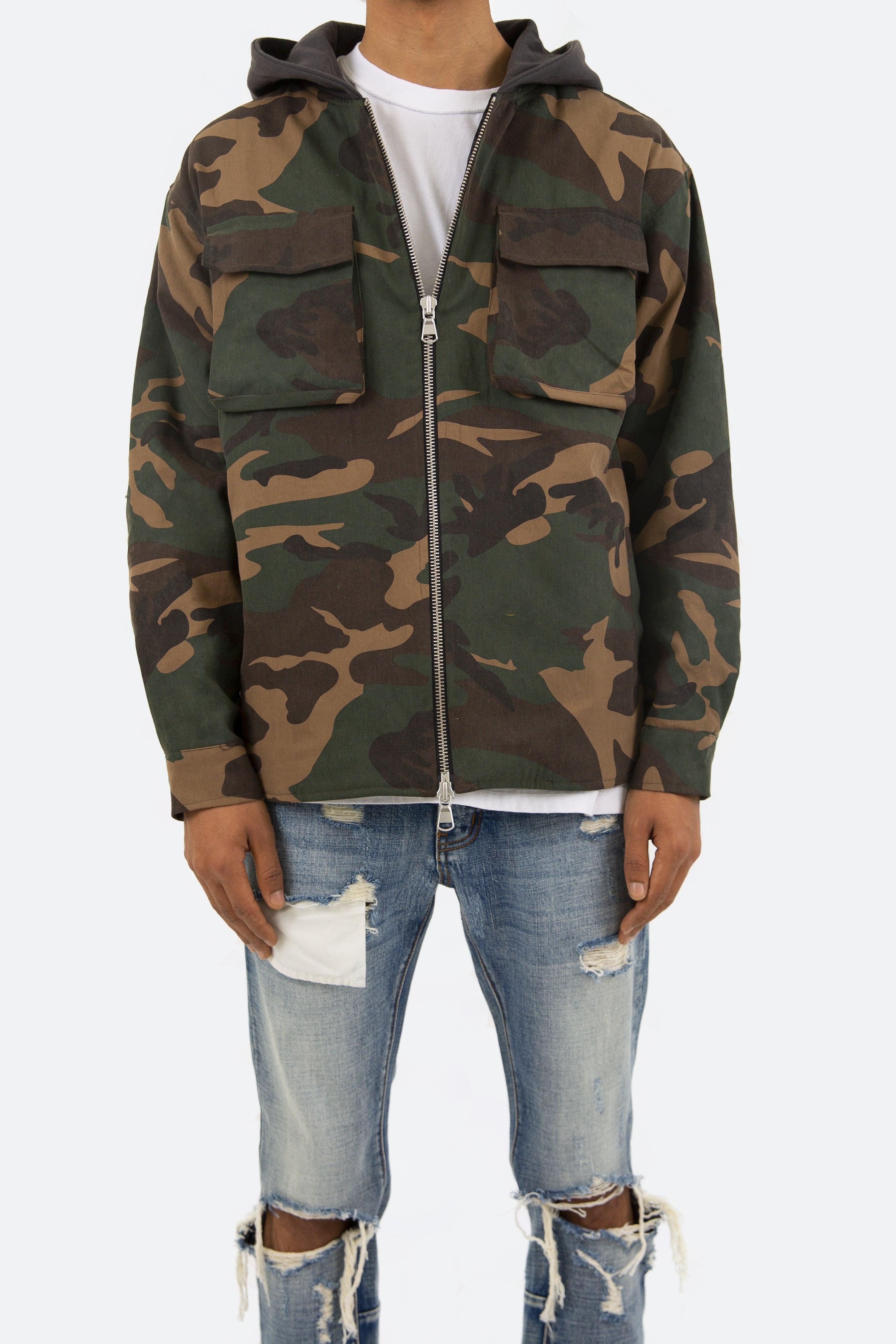 Camo Hooded Zip Up - Woodland Camo Product Image