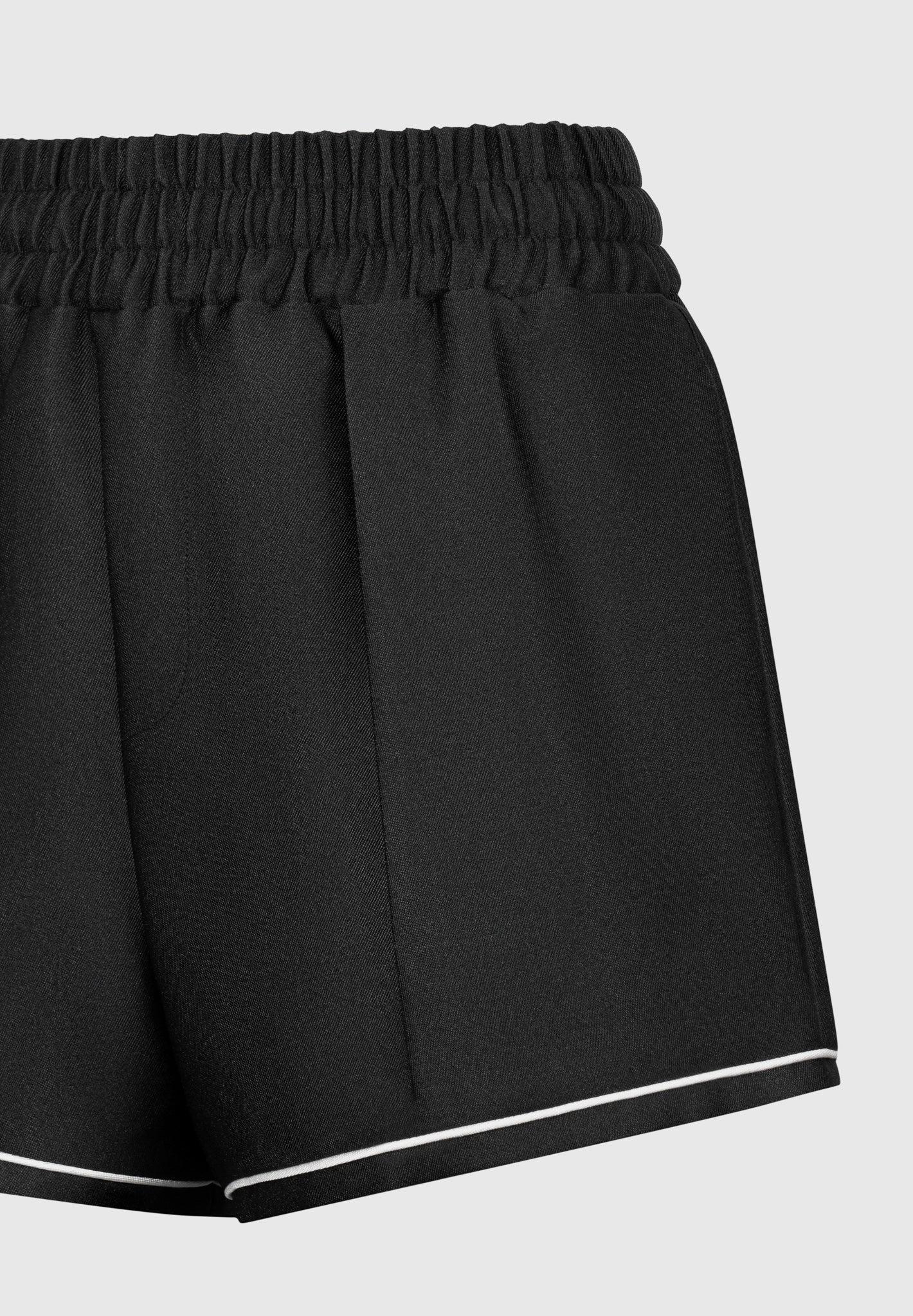Satin Shorts with Piping - Black Female Product Image