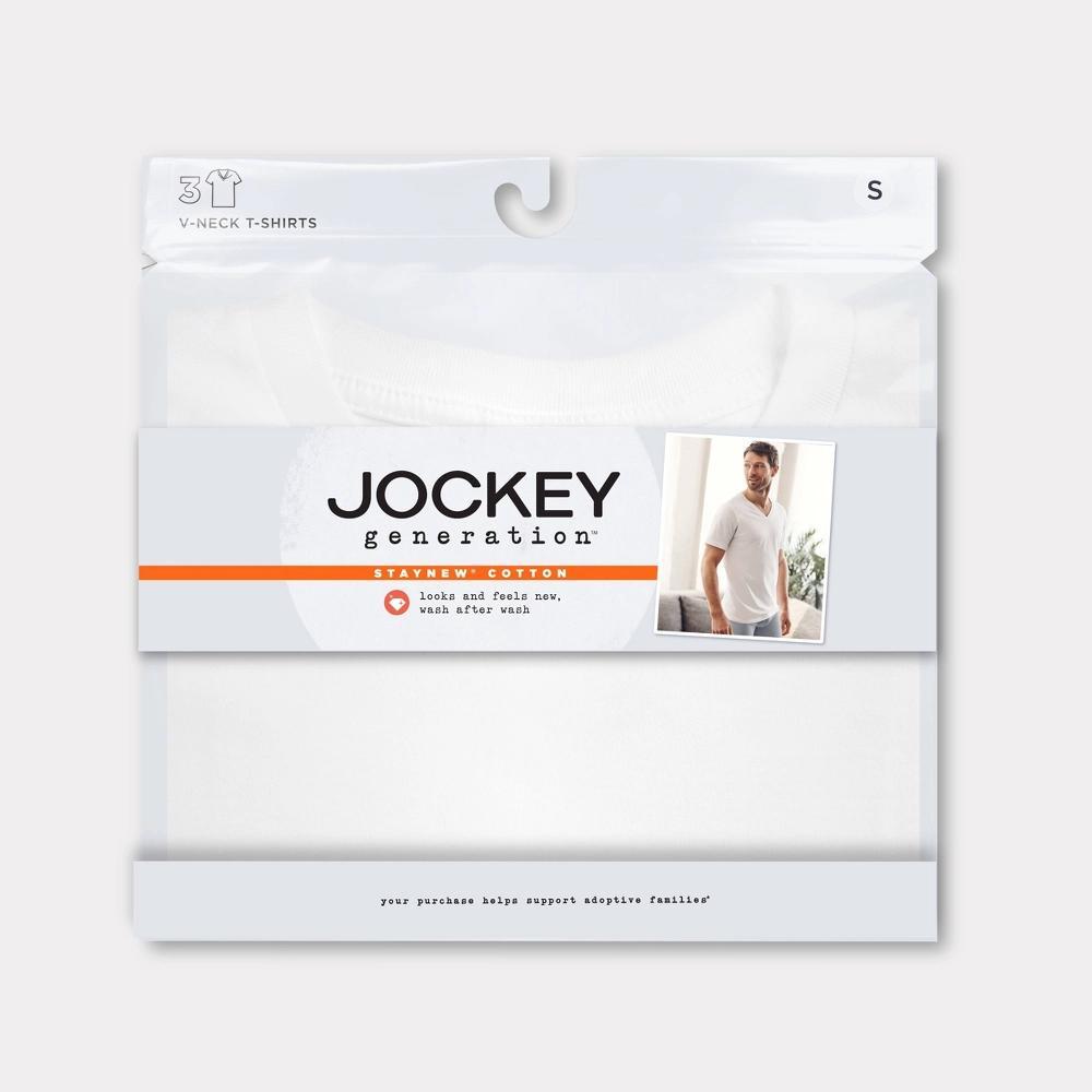 Jockey Generation Mens Stay New Cotton 3pk V-Neck T-Shirt - White Product Image