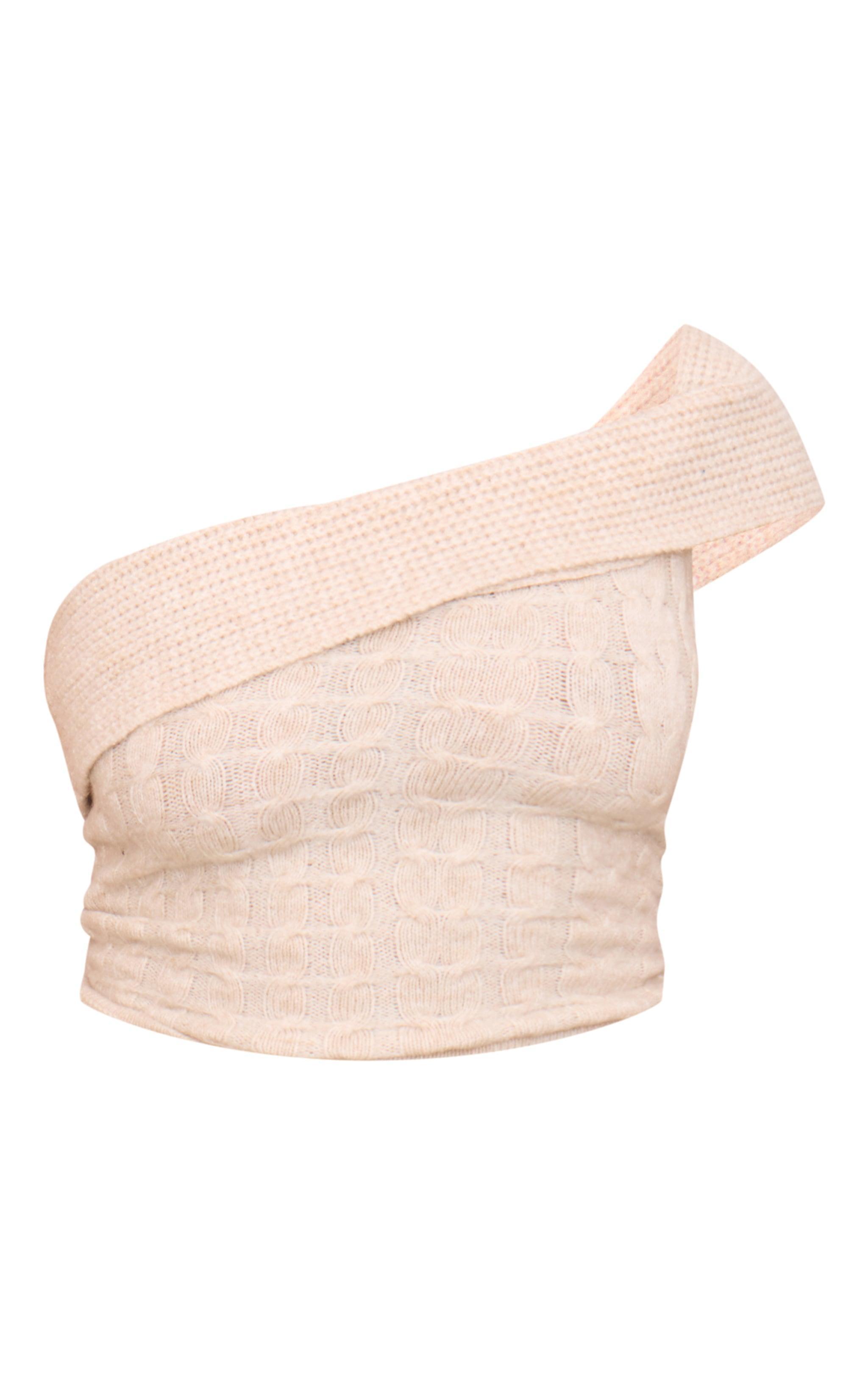 Plus Oatmeal Marl Textured Knit Foldover Bandeau Top Product Image