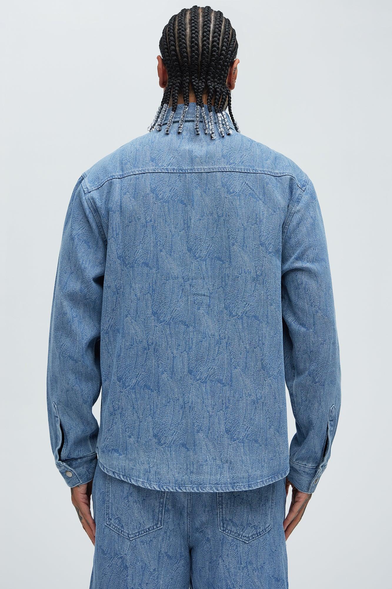 Water Brush Denim Shirt - Light Blue Product Image