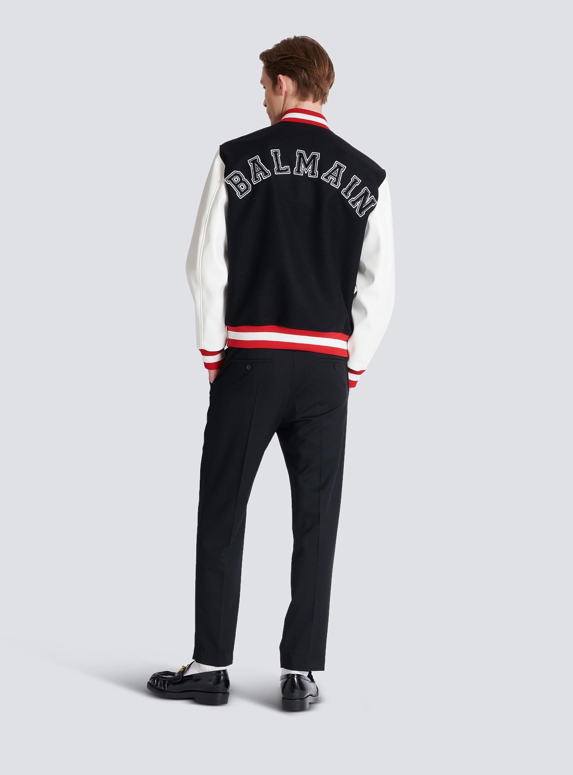 Varsity wool and faux leather jacket Product Image