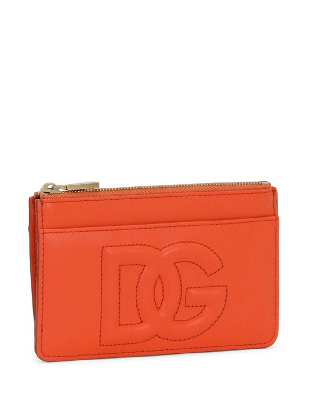 DOLCE & GABBANA Dg-logo Zipped Leather Wallet In Orange Product Image