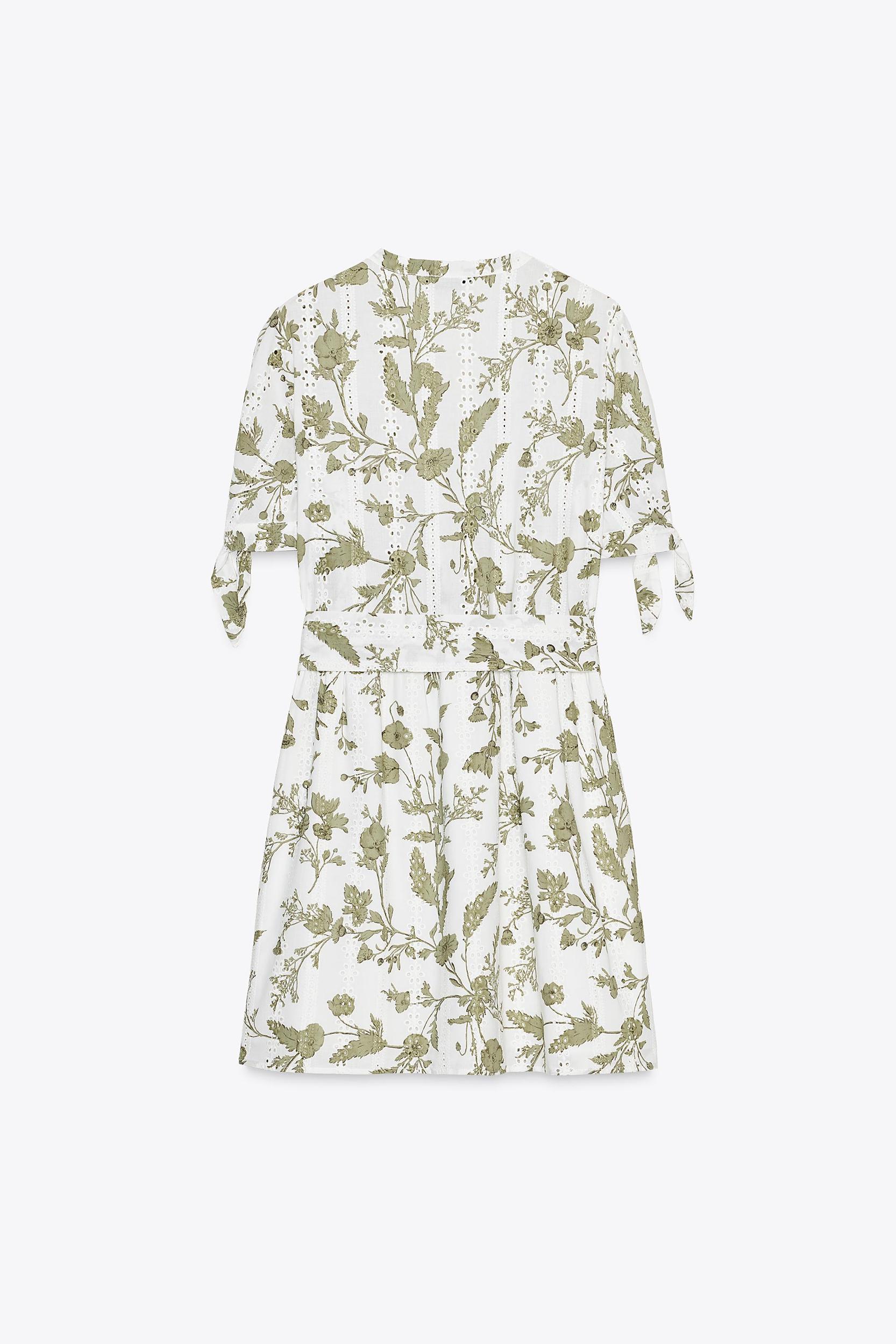 PRINTED MINI DRESS WITH OPENWORK EMBROIDERY Product Image