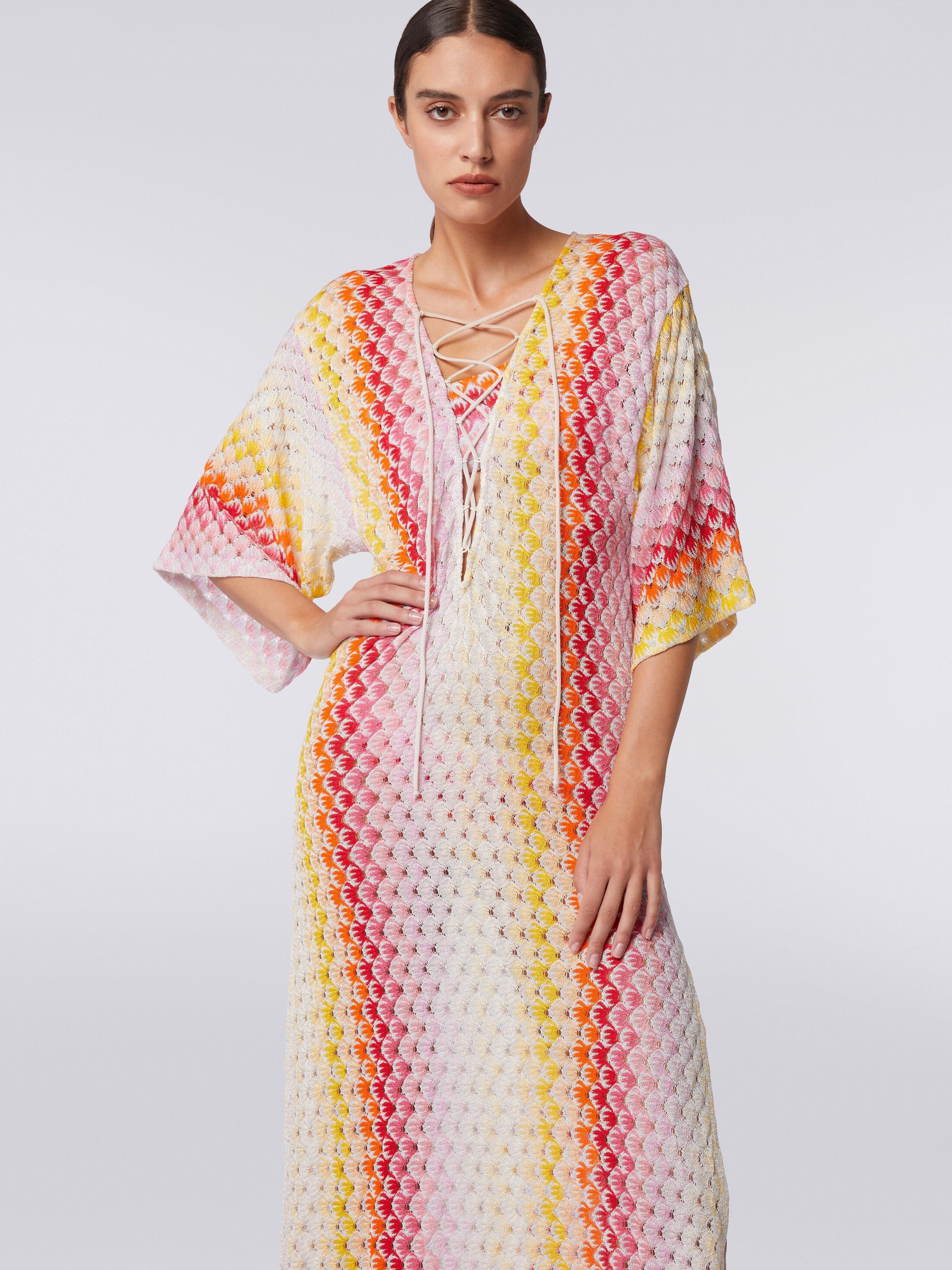 Long dégradé lace-effect cover up kaftan with lurex Product Image