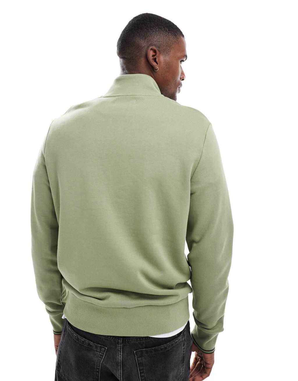 Fred Perry half zip sweatshirt in green Product Image