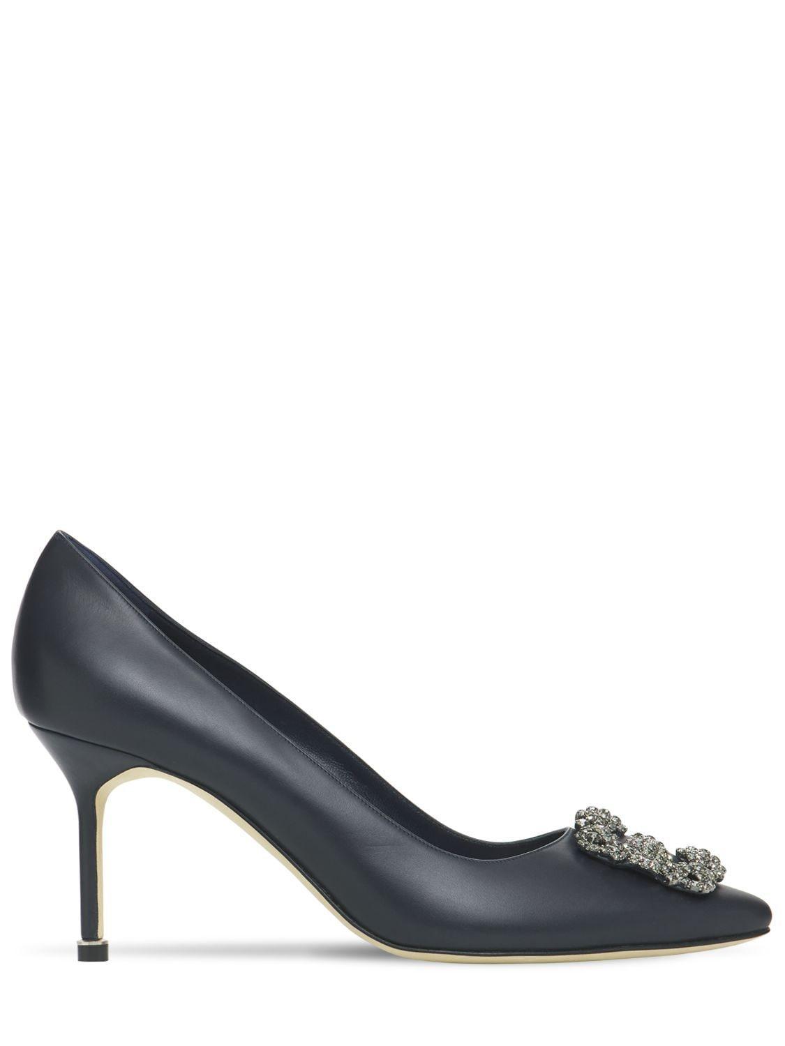 MANOLO BLAHNIK 70mm Hangisi Leather Pumps In Black Product Image