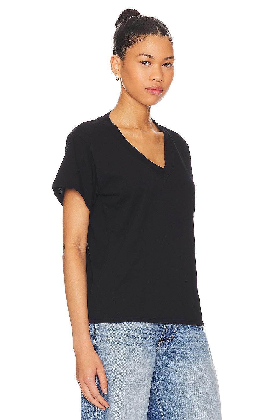 Cotton Boxy V Neck Tee perfectwhitetee Product Image