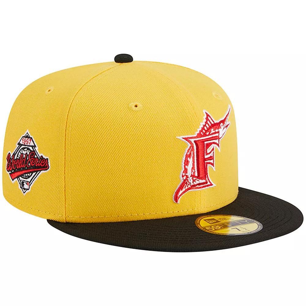 Men's New Era Yellow/Black Florida Marlins Grilled 59FIFTY Fitted Hat, Size: 7 1/4, Mlb Yellow Product Image