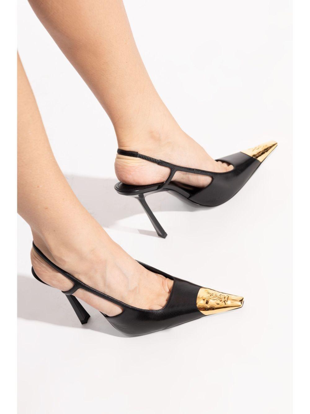 SAINT LAURENT Jeanne 110 Leather Slingback Pumps In Black Product Image