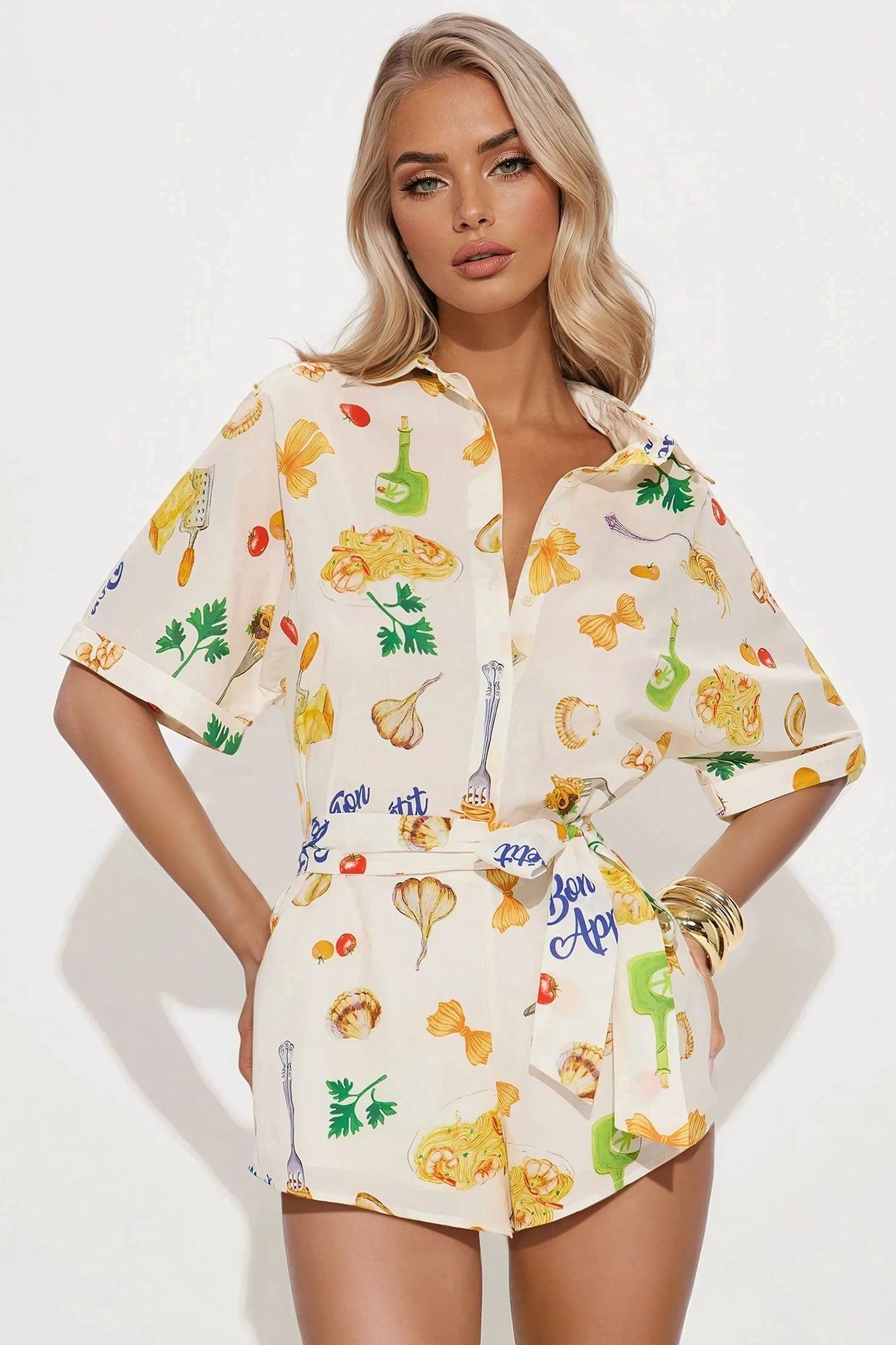 Bon Appetit Romper - White/combo Product Image