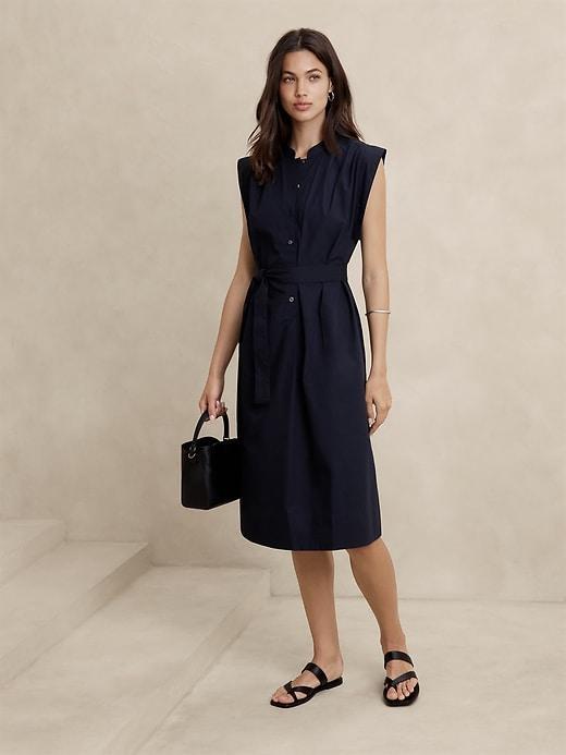 Poplin Midi Shift Shirtdress Product Image